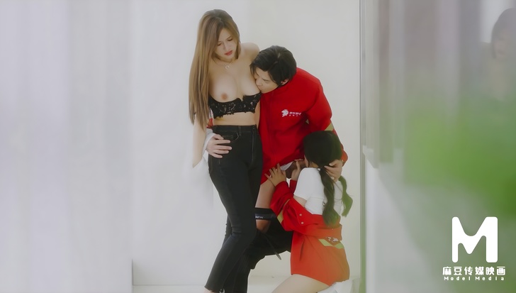 Two seductive Asian beauties take turns sucking cock and teasing nipples
